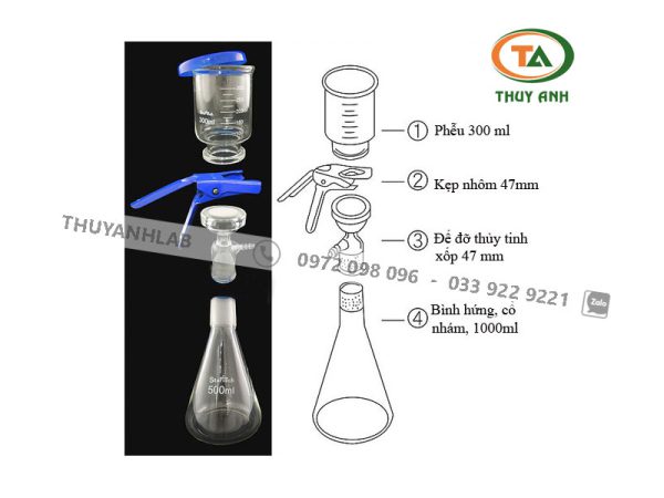 Bộ lọc vi sinh 47mm 1000ml 2000.1000.ST