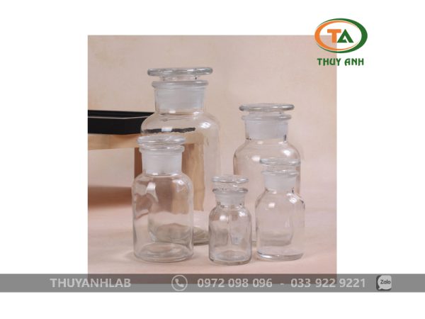 Chai thủy tinh trắng miệng rộng nút nhám